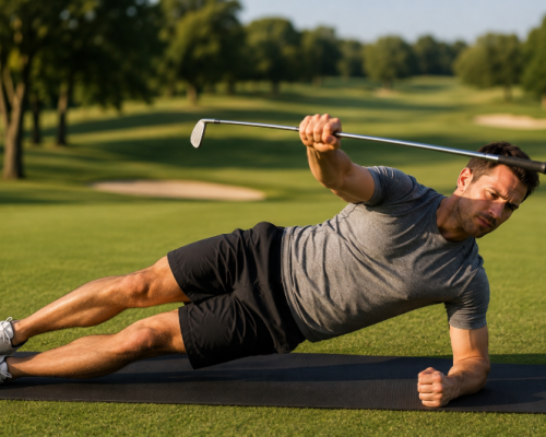 golfer-doing-core-strength-exercise-on-golf-course