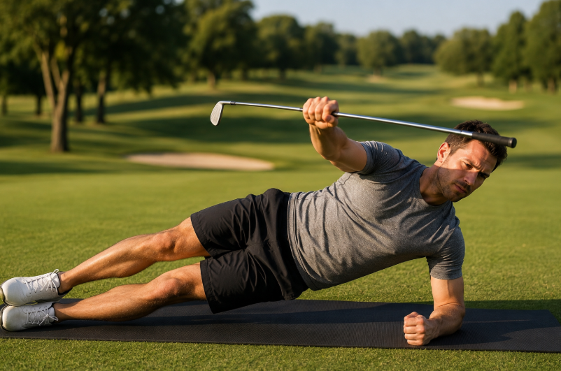 golfer-doing-core-strength-exercise-on-golf-course