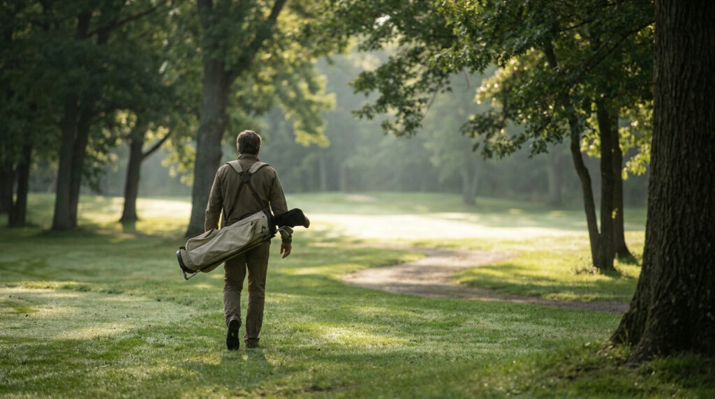 walking nine holes on a comfortable golf day