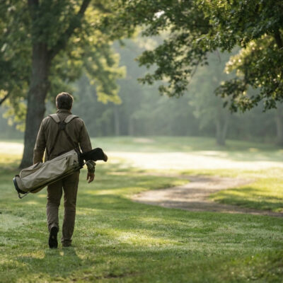 walking nine holes on a comfortable golf day